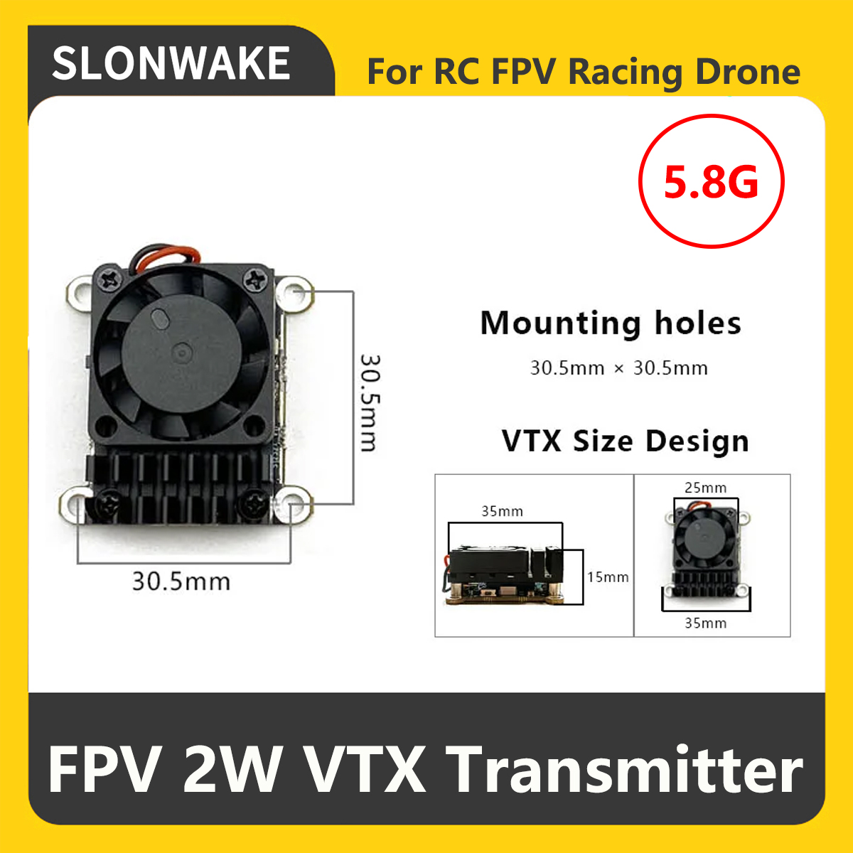 SLONWAKE 5.8G 2000mW Nadajnik  – Fpv Drone Camera recenzja i cena
